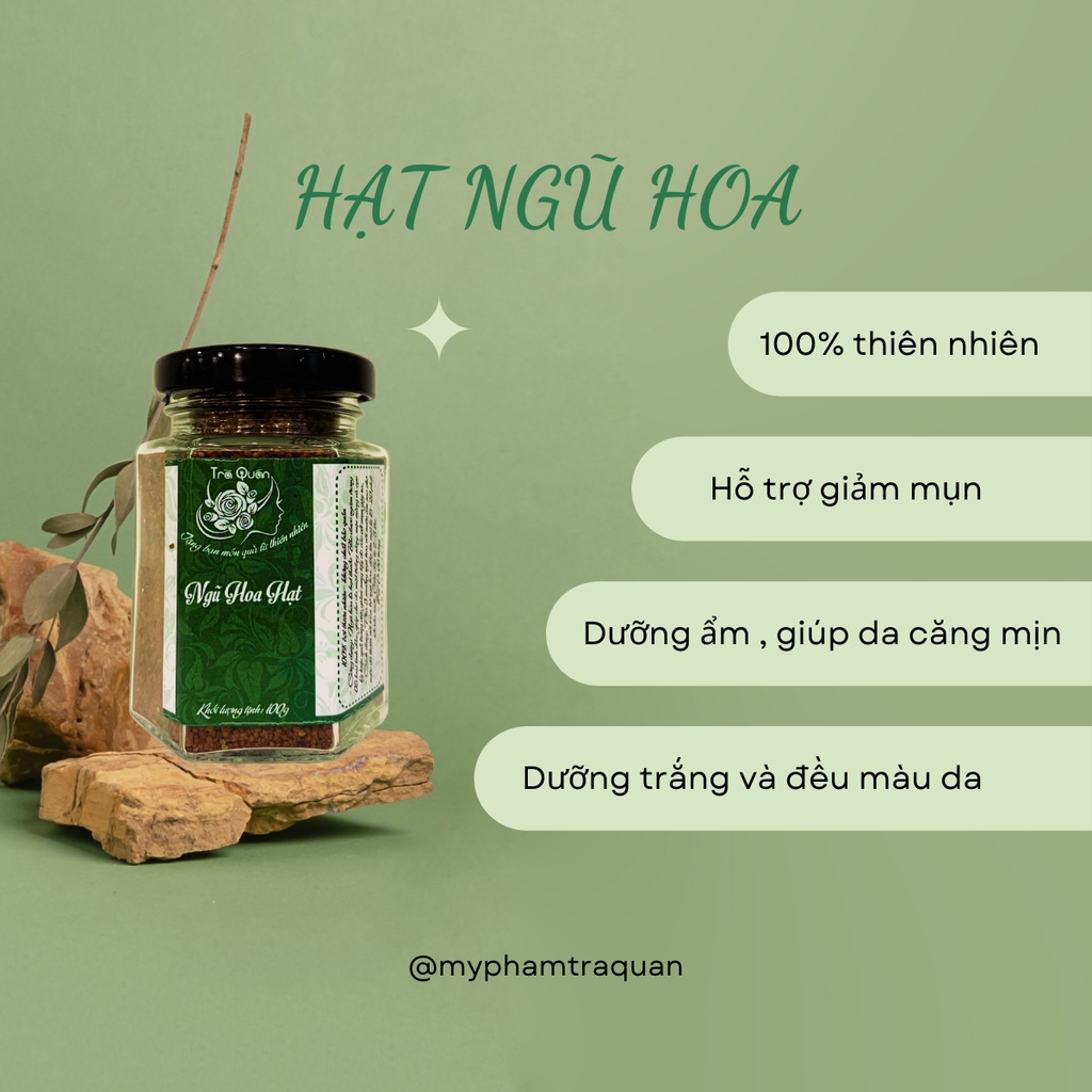 Ngũ Hoa Hạt Đắp Mặt Ngừa Mụn Hỗ Trợ Kiềm Dầu Cấp Ẩm Dưỡng Trắng Và Làm Dịu Da Trà Quán 100g
