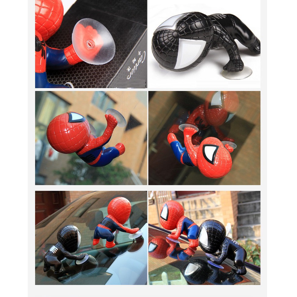 Người nhện spider-man gắn kính xe hơi trang trí nhà cửa HÌNH THẬT 2 màu đen đỏ
