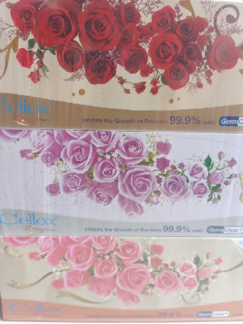 Khăn giấy thơm Cellox Rosy 2 lớp hộp 150 tờ(3hộp)