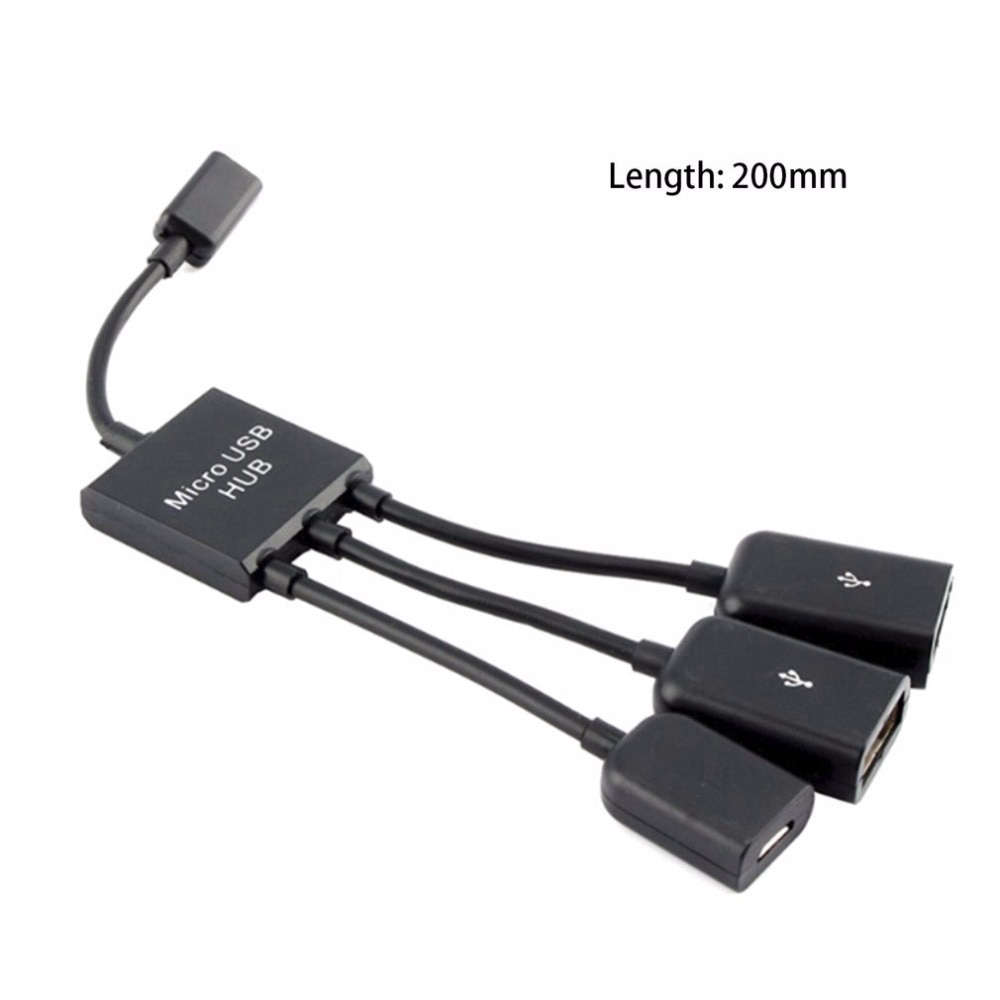 Cáp chuyển đổi 1 cổng Micro USB dương thành 1 cổng Micro USB âm và 2 cổng USB 2.0 âm cho điện thoại / máy tính bảng