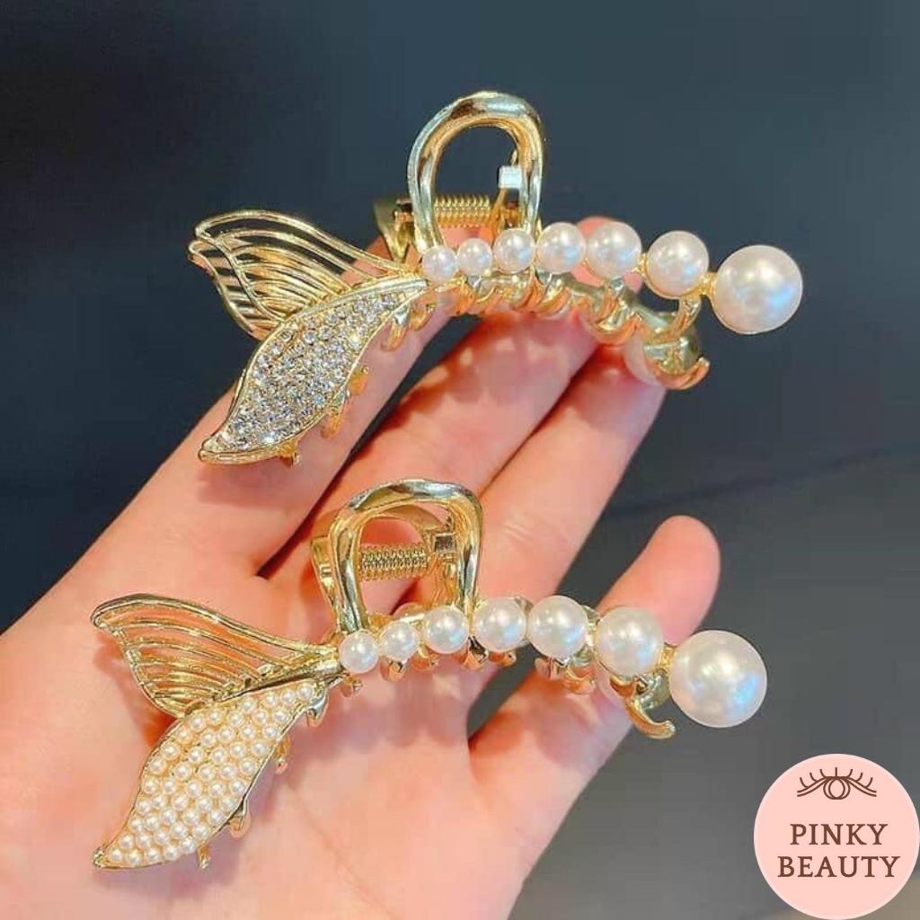Kẹp Tóc Đuôi Cá Đính Ngọc Trai Nhân Tạo Cài Tóc Sang Chảnh Phong Cách Tiểu Thư Hàn Quốc - Pinky Beauty
