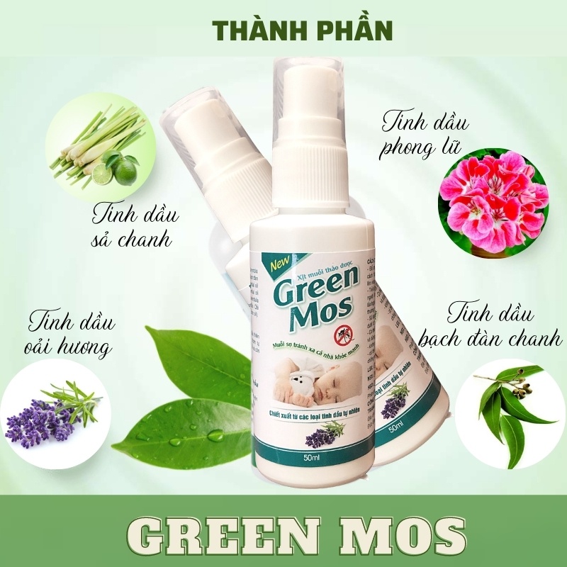 Xịt chống muỗi cho bé sơ sinh thảo dược an toàn lành tính Green Mos mới nhất MUA 1 TẶNG 1