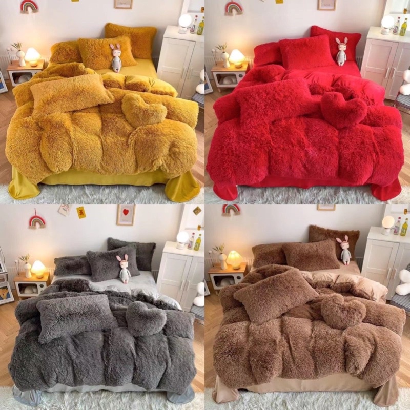 Trọn bộ Chăn GA GỐI NHUNG NỈ Lông Dài  HÀNG CAO CẤP NHẬP KHẨU - nguyên set