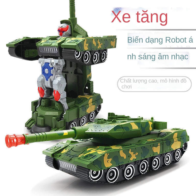 ✣❀✓Trẻ em cậu bé xe tăng điện biến hình đồ chơi xe bọc thép xe máy biến hình ánh sáng phổ quát robot mô hình ô tô