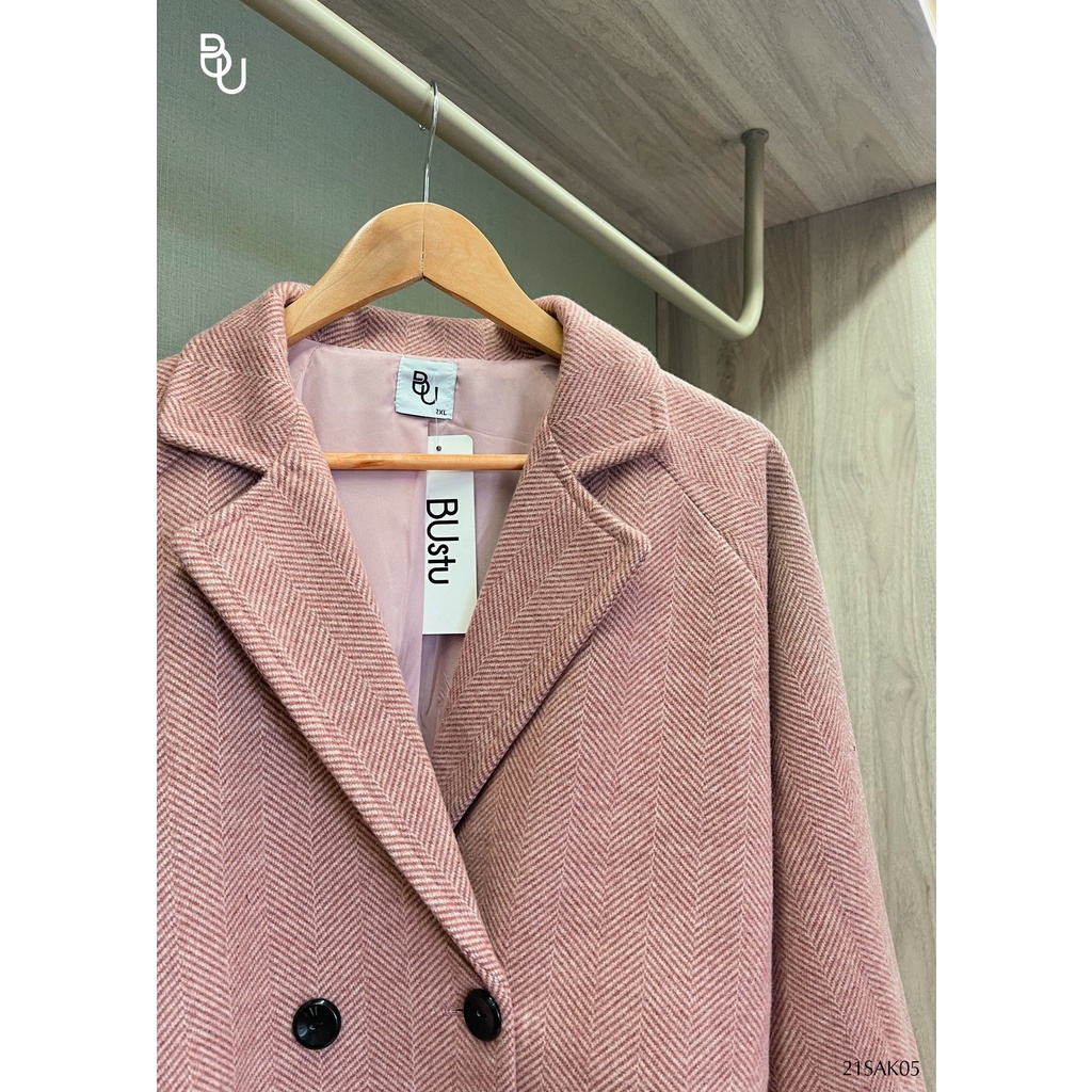 Áo trench coat dạ HT xương cá BIGSIZE (55kg đến 95kg) - 21SAK05- [BUStu Bigsize]