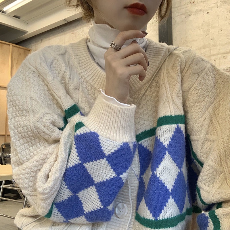 Áo khoác cardigan dệt kim tay dài dáng rộng phong cách Nhật Bản thiết kế thời trang thu đông mới