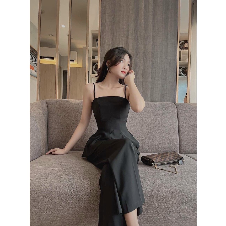 Set bộ vải for kóa kéo mút ngực, áo hai dây đuôi cá quần dài ống xuông