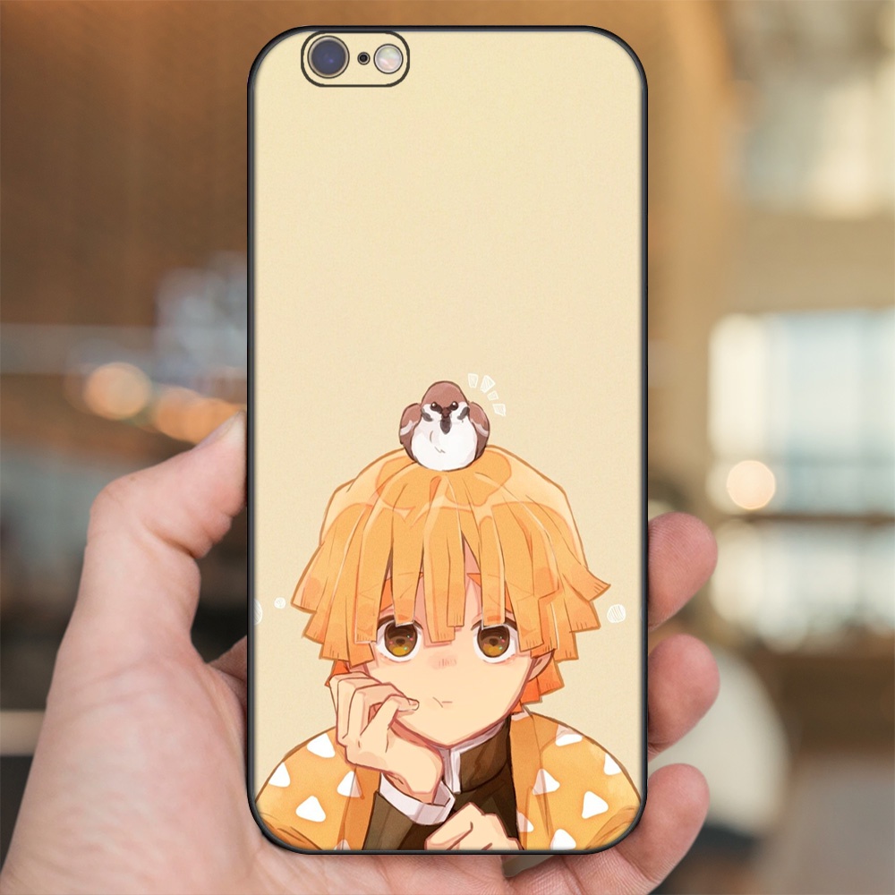 Ốp lưng iPhone 6, 6s dẻo đen cạnh vuông in hình Zenitsu Kimetsu no Yaiba