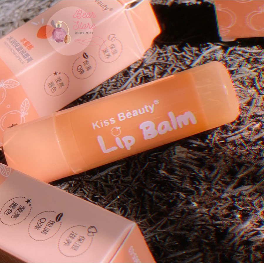 Son dưỡng môi cam đào Kiss Beauty Lip Balm Hàng Nội Địa Trung Giúp Môi Bóng Mịn Hồng Hào 50g 🍑 | BigBuy360 - bigbuy360.vn