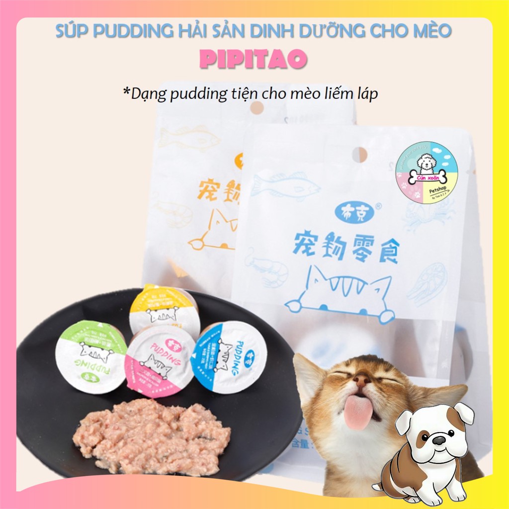 Súp thưởng cho mèo vị hải sản Pipitao 🐟Túi 250gr🐟 (10 viên 25gr)