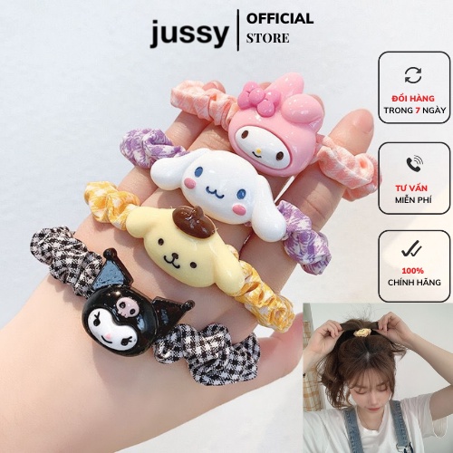 Dây Buộc Tóc Scrunchies Sọc Caro icon Hoạt Hình Dây Cột Tóc Jussy Fashion Thiết Kế Đơn Giản Dễ Thương [1 SỢI]