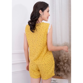 Bộ đồ ngủ sát nách hoa vàng Hoa Việt