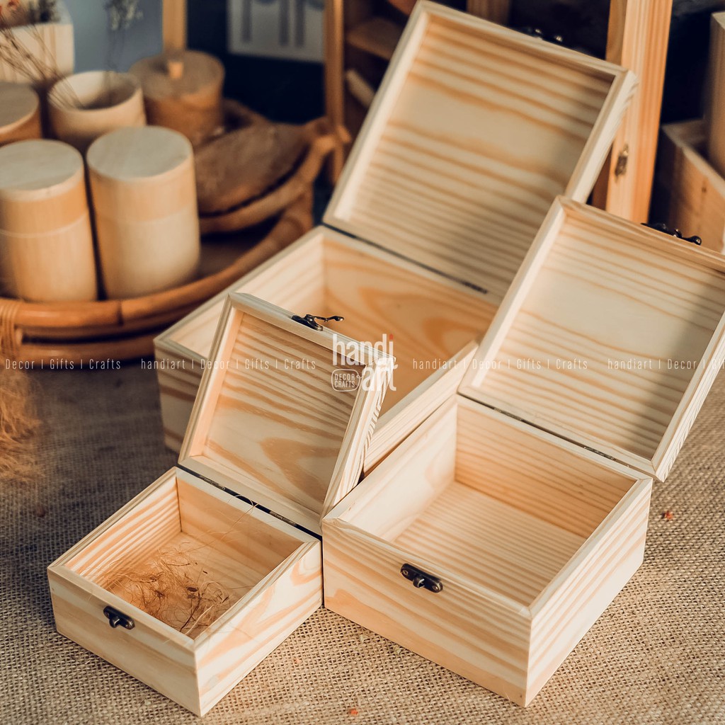 Hộp gỗ vuông đựng đồ đa năng  - Woody Box