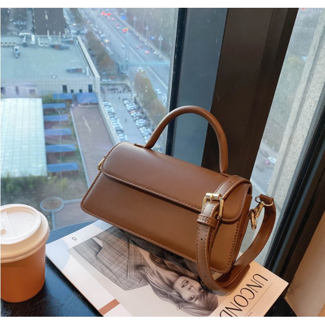 Túi xách đeo chéo nữ kiểu dáng ngang trơn mới phiên bản Hàn Quốc da đẹp