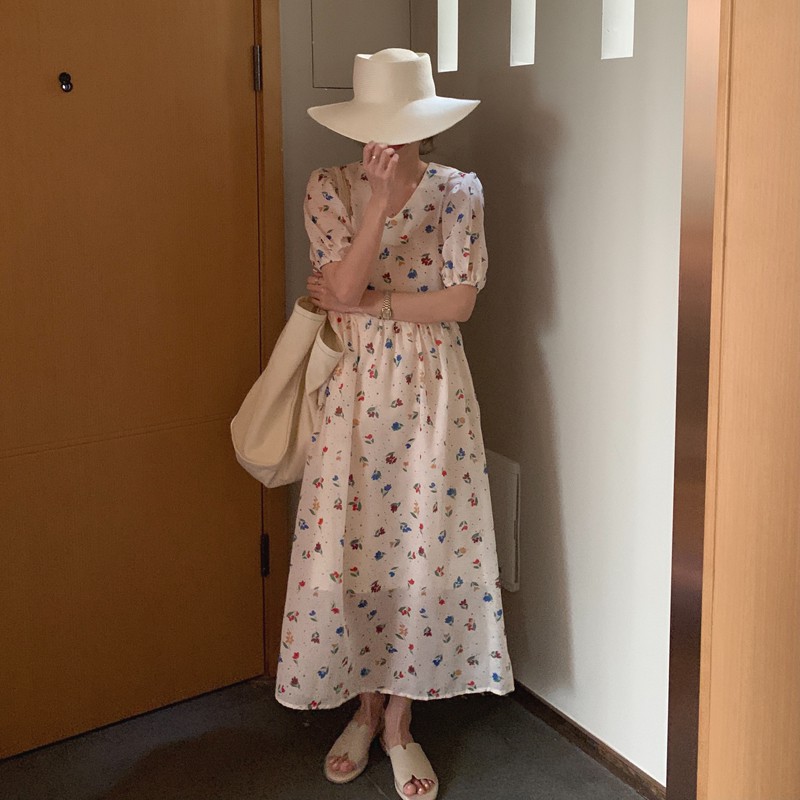 Đầm  hoa maxi xòe Korea