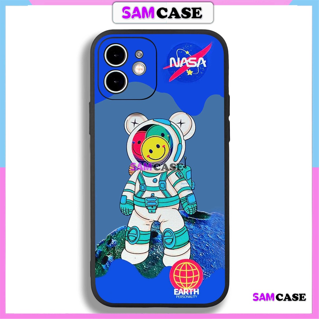 Ốp lưng iPhone Phi hành gia Cute cạnh viền vuông silicon mềm dẻo cho iphone 6/6s/7/8/X/XS/XR/11/12/13/14 Pro Plus Max