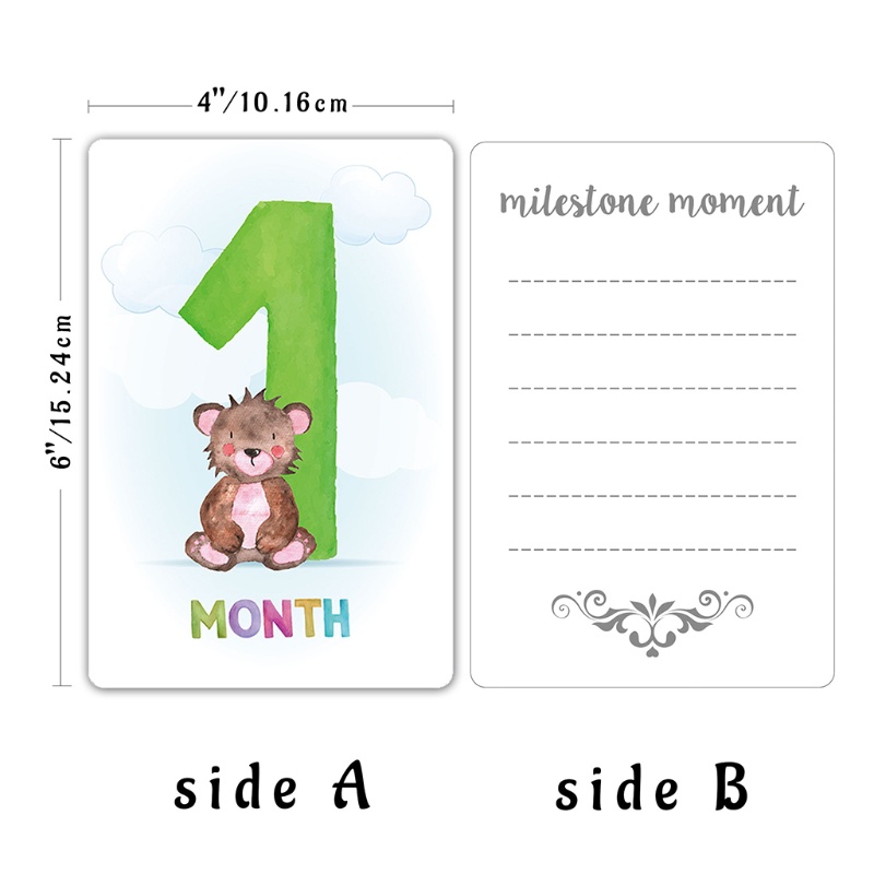 Set 12 Tấm Thẻ Đánh Dấu Cột Mốc Phát Triển Theo Tháng Cho Bé