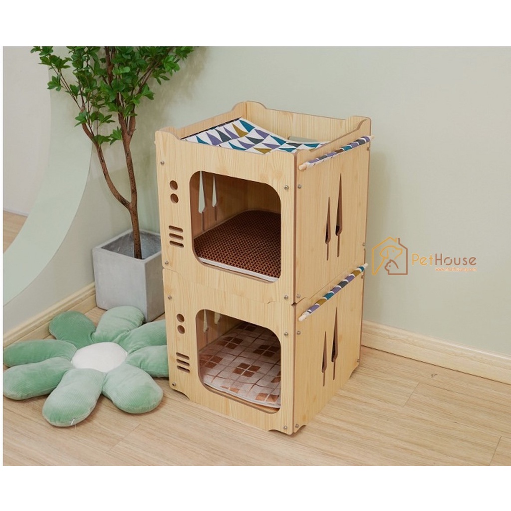 Nhà cho mèo lắp ghép có võng, sản phẩm lắp ghép sản xuất bới pethouse