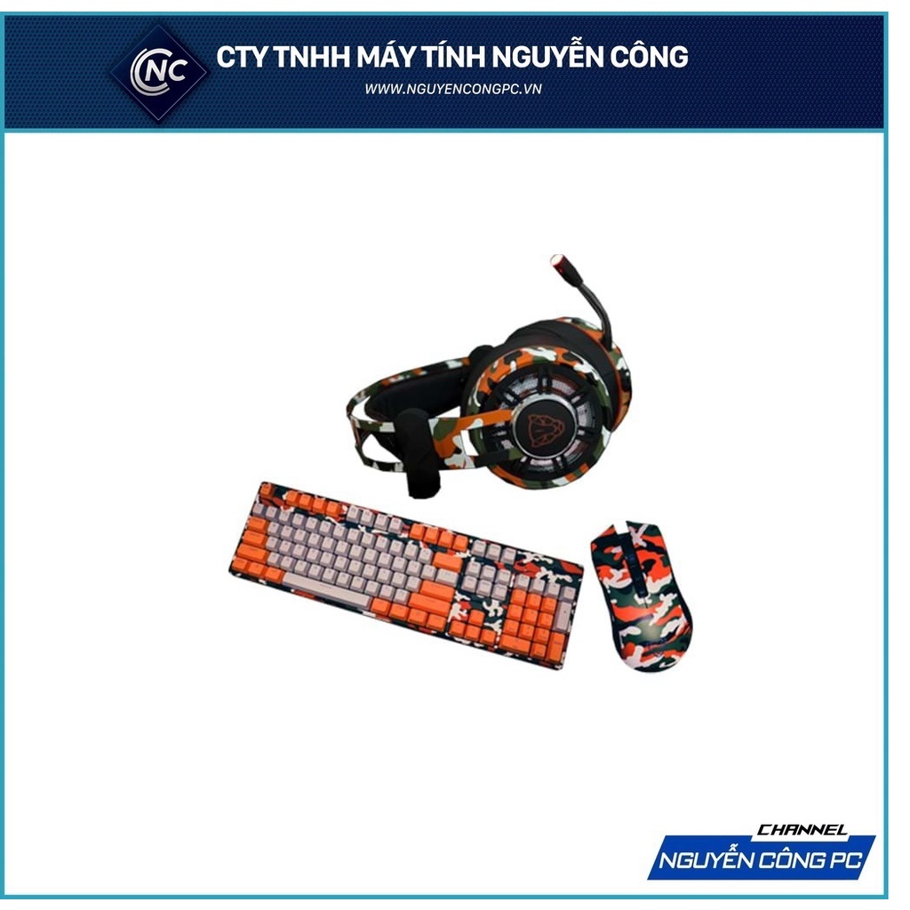 [Mã 33ELSALE hoàn 7% xu đơn 300k] Combo Phím Chuột Tai nghe Motospeed GS700 Orange Camo RGB Gaming