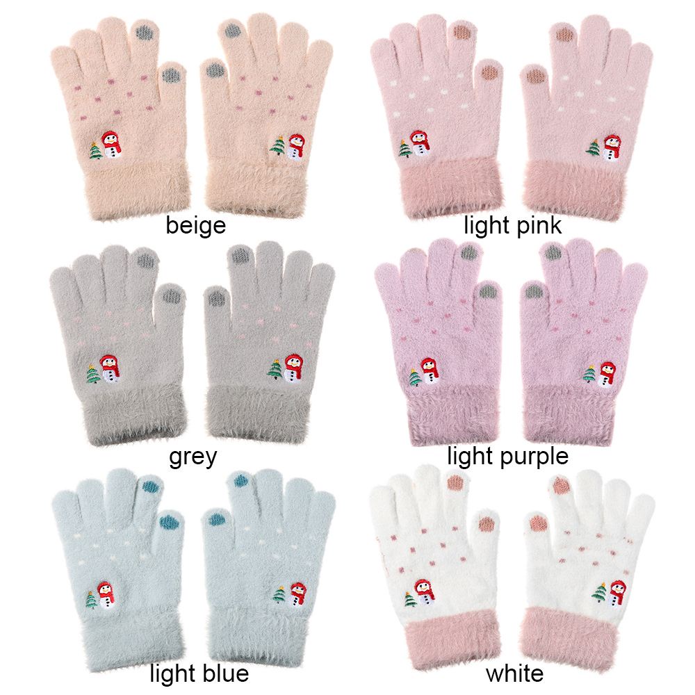 Okdeals Găng Tay Dệt Kim Mềm Mại Co Giãn Giữ Ấm Mùa Đông Hình Người Tuyết Hoạt Hình Có Thể Chạm Màn Hình Cảm Ứng Thời Trang Cho Nam Và Nữ