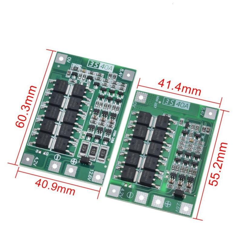 Bảng mạch cân bằng bảo vệ pin lithium 3S/4S 40A 60A 18650 BMS 11.1V 12.6V/14.8V16.8V BM02