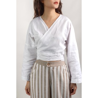 Áo cheva cổ V linen MONO