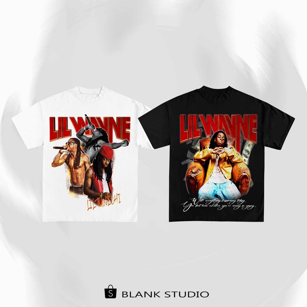 BLANK | Áo Thun LIL WAYNE Tay Lỡ Unisex - Đen/Trắng Cổ Tròn