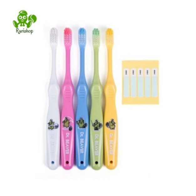 (Nội địa Nhật) Set 5 bàn chải đánh răng cho trẻ từ 7 đến 12 tuổi (kèm nắp đậy)