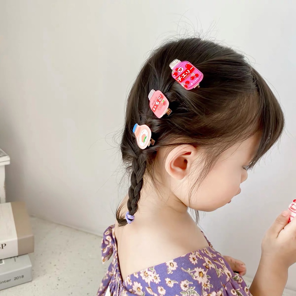 Set 10 Kẹp Tóc Bằng Nhựa Acrylic Nhám Họa Tiết Trái Tim Xinh Xắn Cho Bé Gái