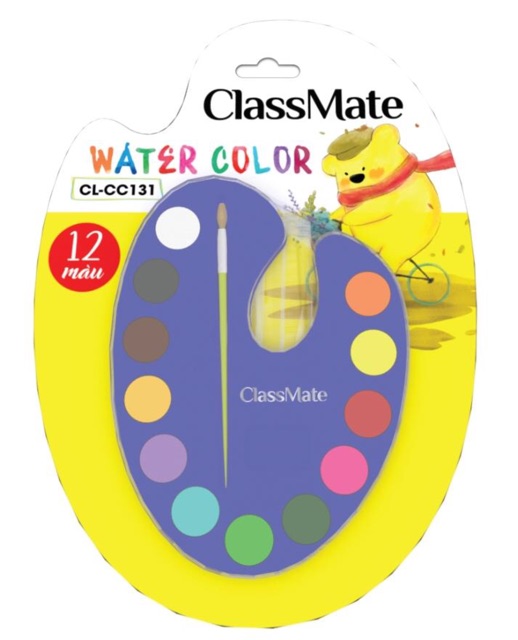 Màu nước dạng nén, dạng bánh bộ 12 màu Classmate CC131/CC101 Màu học vẽ, màu tô tượng, vẽ màu nước