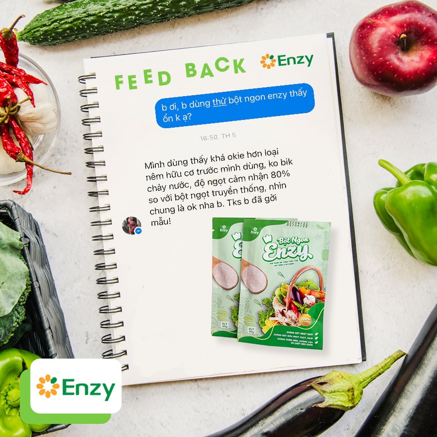 Hạt nêm Rau Củ Enzy, Hạt Nêm Thuần Chạy, Thực Vật Hữu Cơ 30 gói