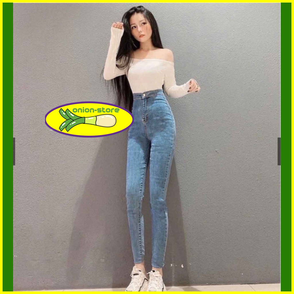 Quần Jean Nữ Lưng Cao Siêu Co Giãn- Quần Bò Cạp Cao Form Nữ Dáng Ôm | BigBuy360 - bigbuy360.vn