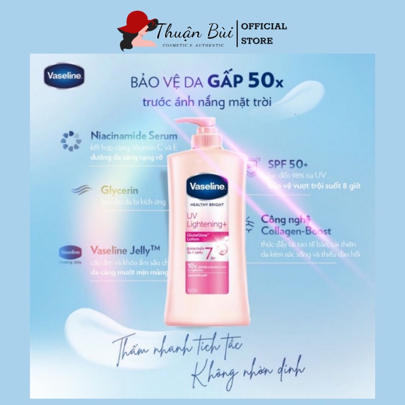 Sữa Dưỡng Thể Vaseline Healthy Bright 10X Dưỡng Trắng Da Hiệu Quả Chai 380ml Và 570ml