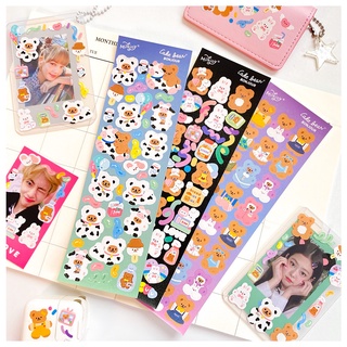 Tấm sticker gấu dễ thương decor toploader, trang trí