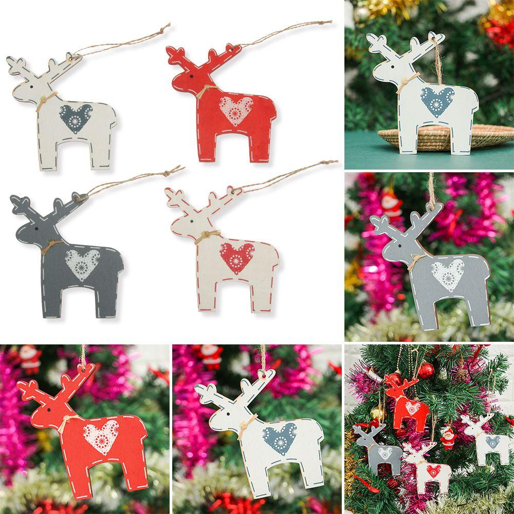 Bộ 4 Phụ Kiện Trang Trí Giáng Sinh Bằng Gỗ Mới