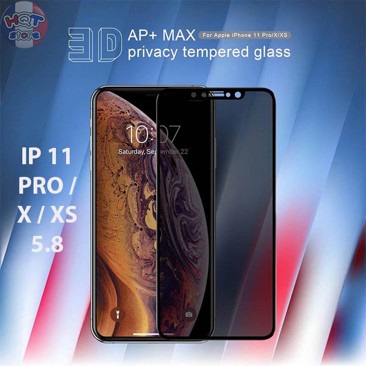 Kính cường lực chống nhìn trộm Nillkin 3D AP+ Max Iphone 11 Pro / X / XS 5.8 inch