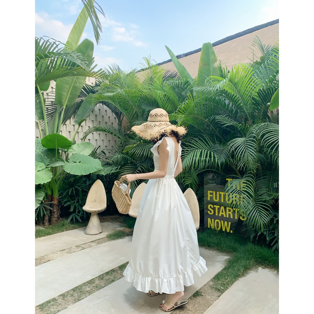 ĐẦM MAXI VÁY MAXI TRẮNG HỞ LƯNG ĐI BIỂN QUẢNG CHÂU | BigBuy360 - bigbuy360.vn