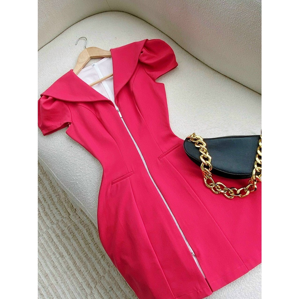 Đầm CỔ V XẺ Sâu Khoá Kéo Tay Ngắn Ôm Eo, Váy Dự Tiệc Sang Trọng Thiết Kế Chuẩn Form Cao Cấp- MIRA Fashion