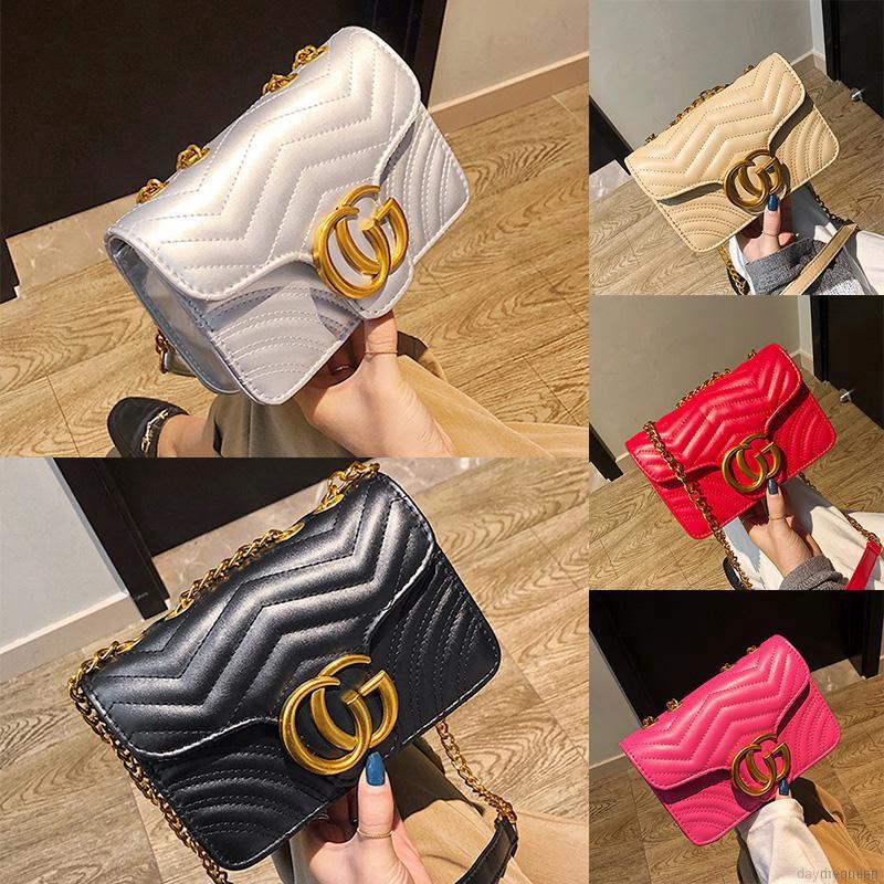 Women Casual Solid Color Crossbody Lozenge Chain Shoulder Bag Handbag