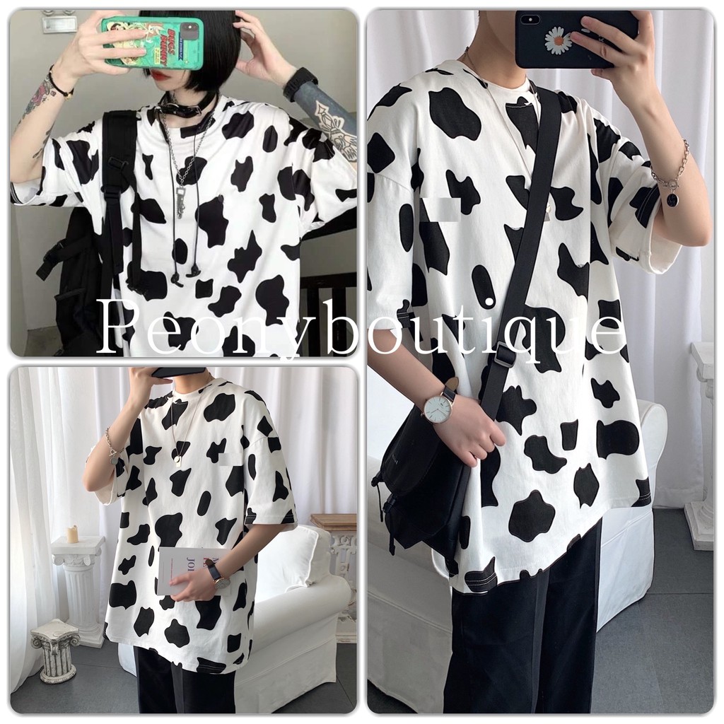 Áo Thun Bò Sữa Trơn Unisex PEONYB [FREESHIP] 🌸 Phông tay lỡ form rộng loang màu đen trắng oversize cá tính Ulzzang HOT 🌸 | BigBuy360 - bigbuy360.vn