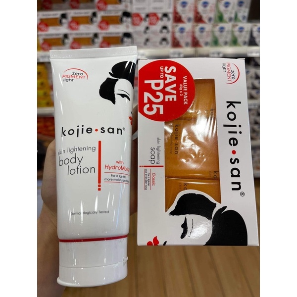 Xà Bông trắng da mờ thâm Kojiesan (65grx3soap) + Dưỡng ẩm 200ml tặng kèm túi tạo bọt