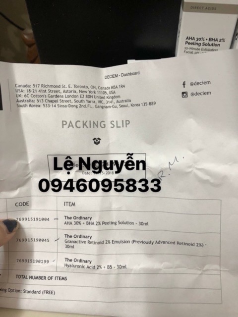 Tinh chất tẩy tế bào chết hóa học The Ordinary AHA 30% + BHA 2% Peeling Solution