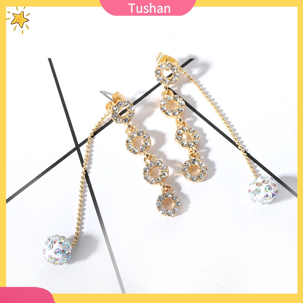 Khuyên tai dài đính đá giả thời trang xinh xắn cho nữ