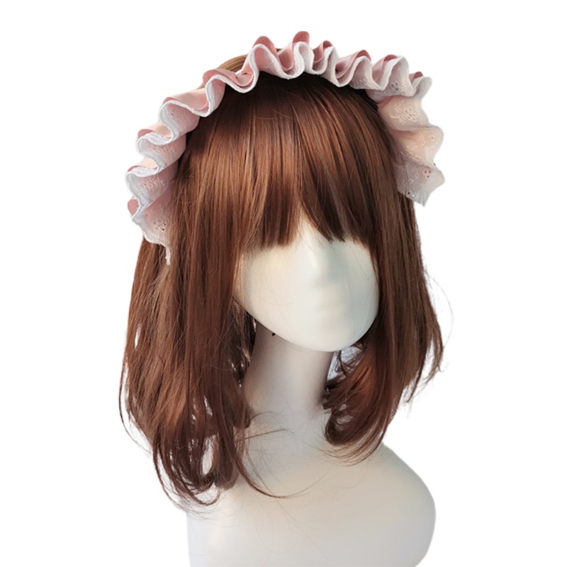 Băng Đô Vải Satin Phối Ren Bèo Nhún Hóa Trang Cô Hầu Gái Phong Cách Gothic Lolita