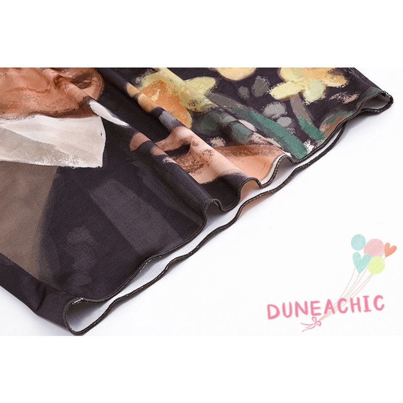 DUNEA Áo Thun Ngắn Tay In Họa Tiết Vintage Xinh Xắn Dành Cho Nữ