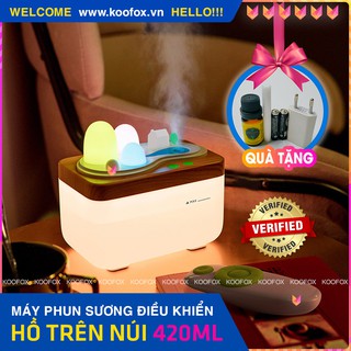 [NHIỀU QUÀ TẶNG] Máy phun sương tạo ẩm HỒ TRÊN NÚI 420ML có REMOTE - xông tinh dầu, đèn led, điều khiển từ xa - KOOFOX