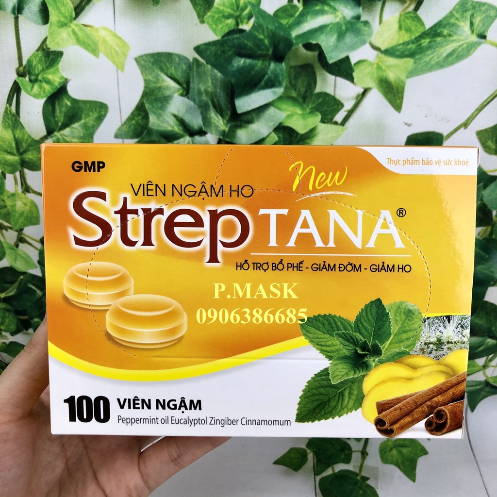 Viên ngậm ho STREPTANA 100 Viên/ hộp - Hỗ Trợ Bổ Phế, Giảm Đờm, Giảm Ho