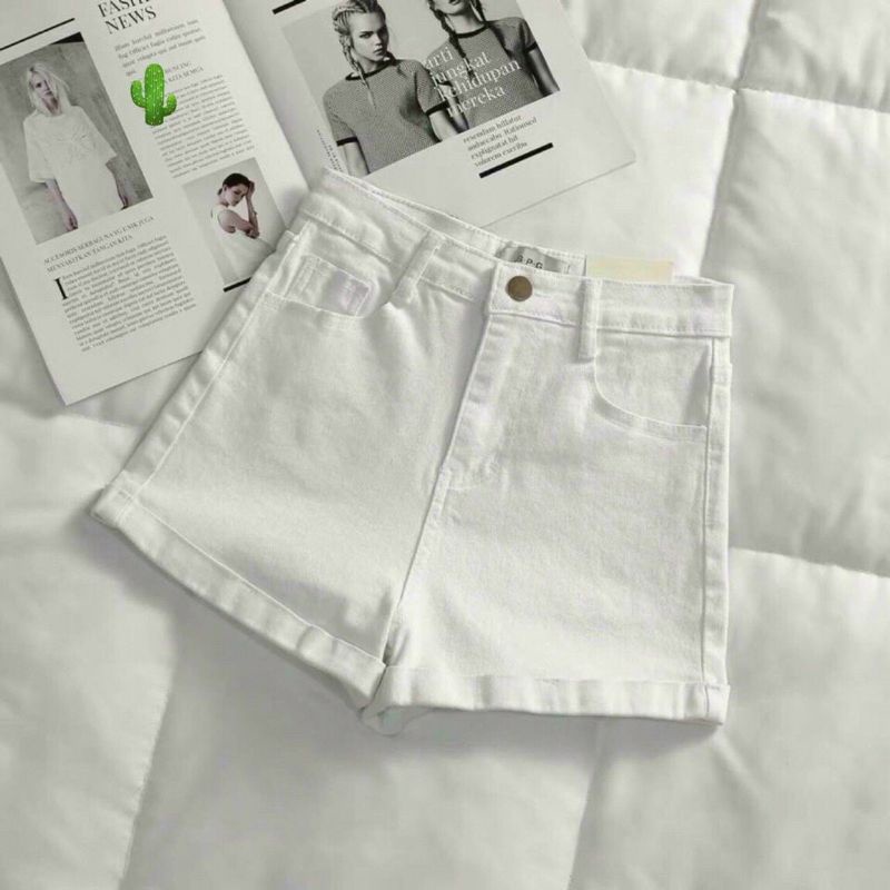 Quần short kaki jeans thể thao lưng cao co giãn tốt