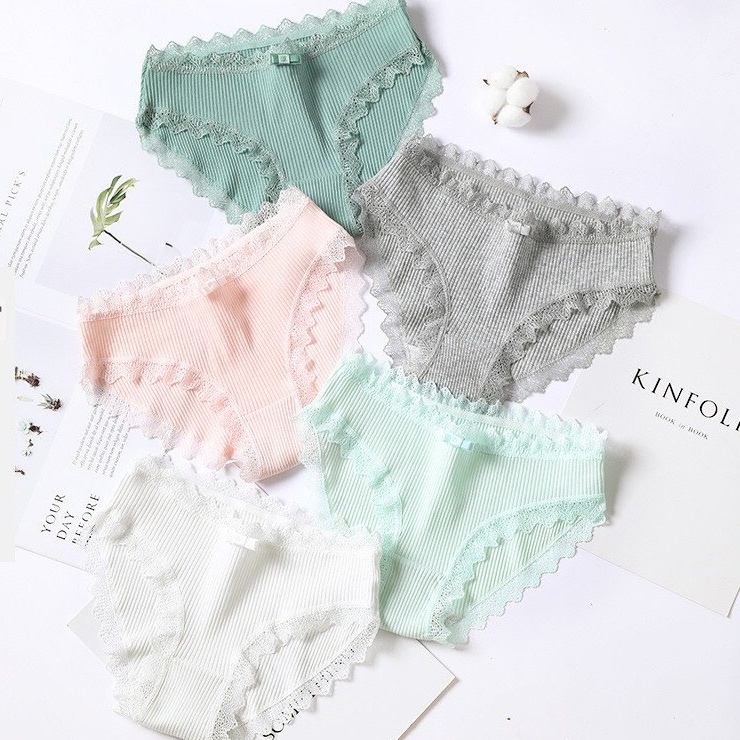 Quần Lót Nữ Cotton tăm cao cấp nâng mông ren sexy, quần chip đính nơ sợi tre kháng khuẩn đẹp dễ thương M01 | BigBuy360 - bigbuy360.vn