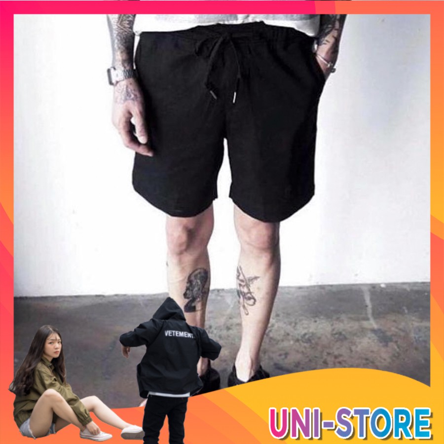 Quần short kaki pants unisex nam nữ ống suôn đùi trơn dáng ngắn form rộng phản quang